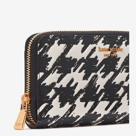 Kate Spade New York Morgan Painterly Houndstooth Zip Around Continental Wallet - Picture 5 of 5